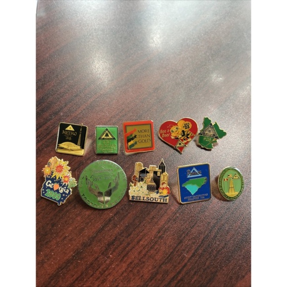 Lot Of 10 AT&T Pioneers BellSouth Telephone Company Lapel Hat Pins Z3